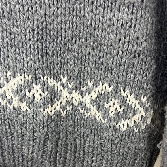 Alpaca Wool Gray Knit Sweater with White Pattern - Picture 3 of 8
